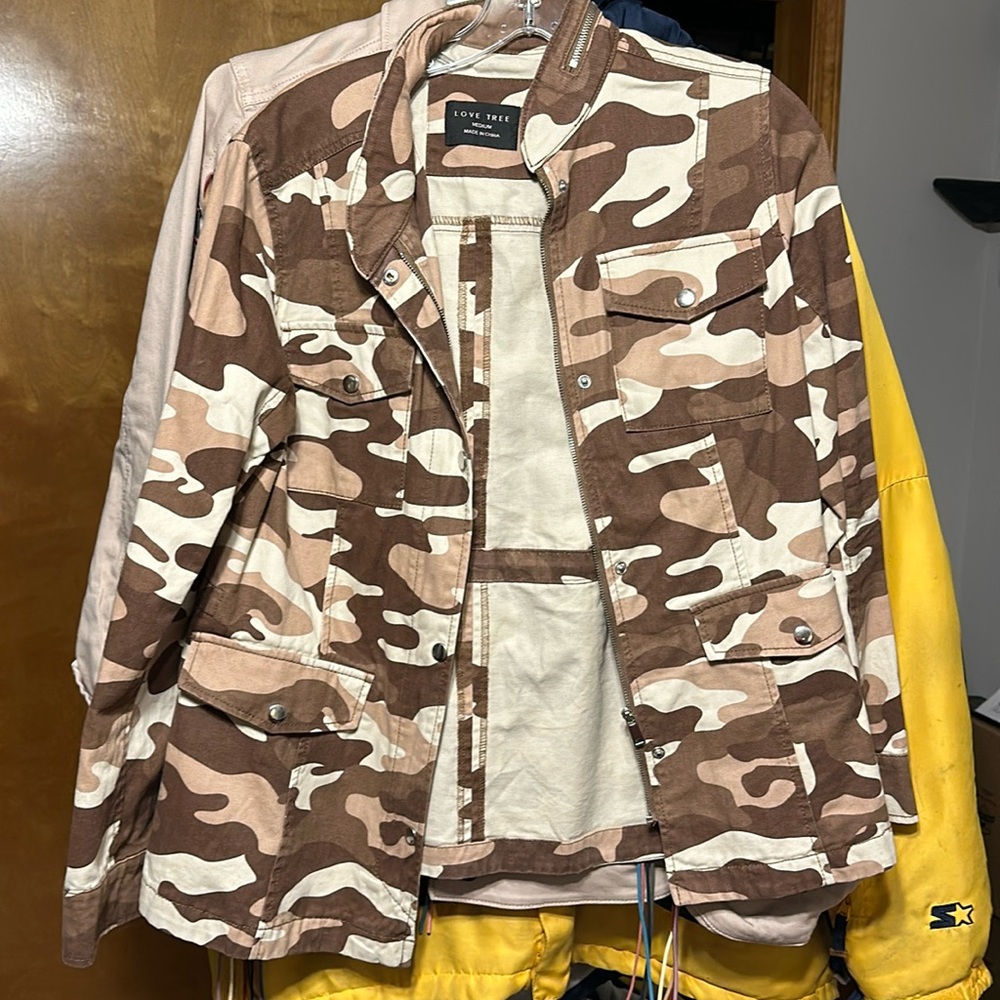 "Love Tree" branded camo jacket